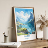 Fjords Travel Print, Travel Poster of Fjords, Norway Poster, Fjords Art Gift, Norway Art Lovers Travel Gift NQ Media Designs