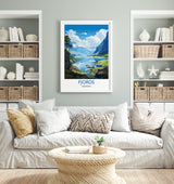 Fjords Travel Poster, Travel Print of Fjords, Norway Poster, Fjords Art Gift, Norway Art Lovers Travel Gift NQ Media Designs