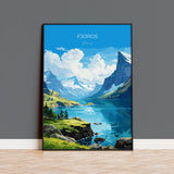 Fjords Travel Print, Travel Poster of Fjords, Norway Poster, Fjords Art Gift, Norway Art Lovers Travel Gift NQ Media Designs