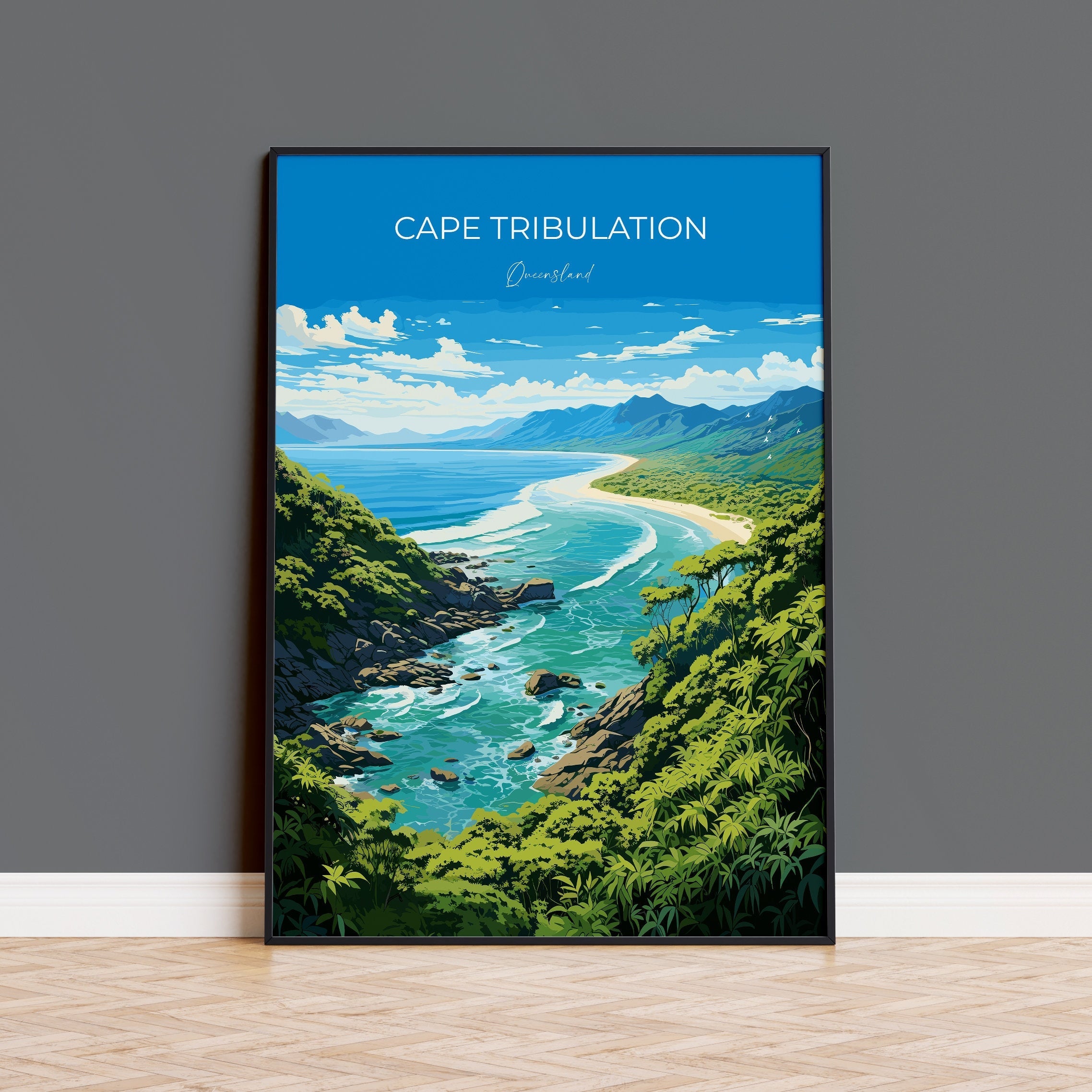 Cape Tribulation Travel Print, Travel Poster of Cape Tribulation, Queensland Art, Australia Art Lovers Gift, Cape Tribulation Wall Art NQ Media Designs