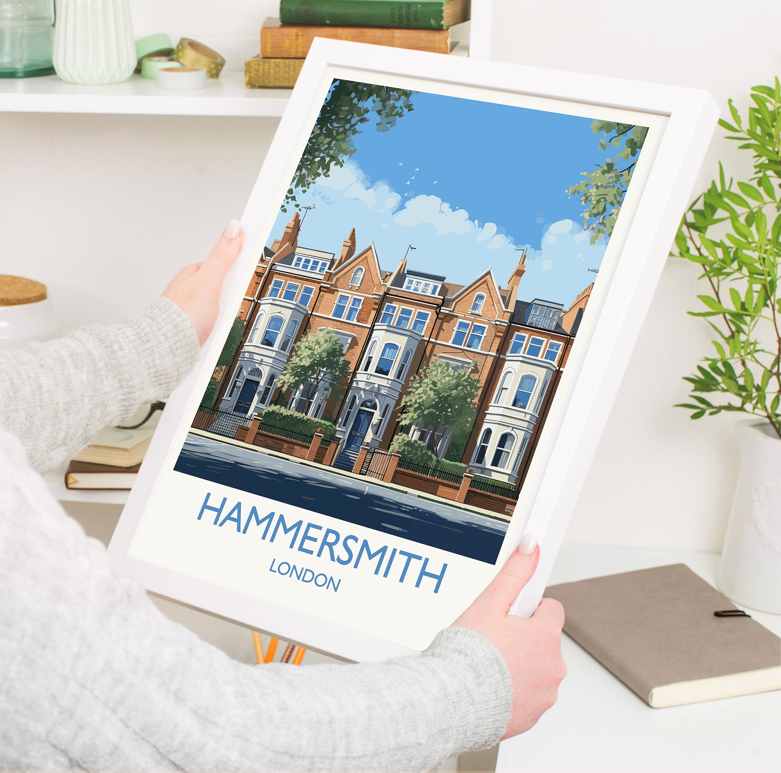 Hammersmith Travel Poster, Travel Print of Hammersmith, London Poster, Hammersmith Art Gift, London Art Lovers UK Travel Gift NQ Media Designs