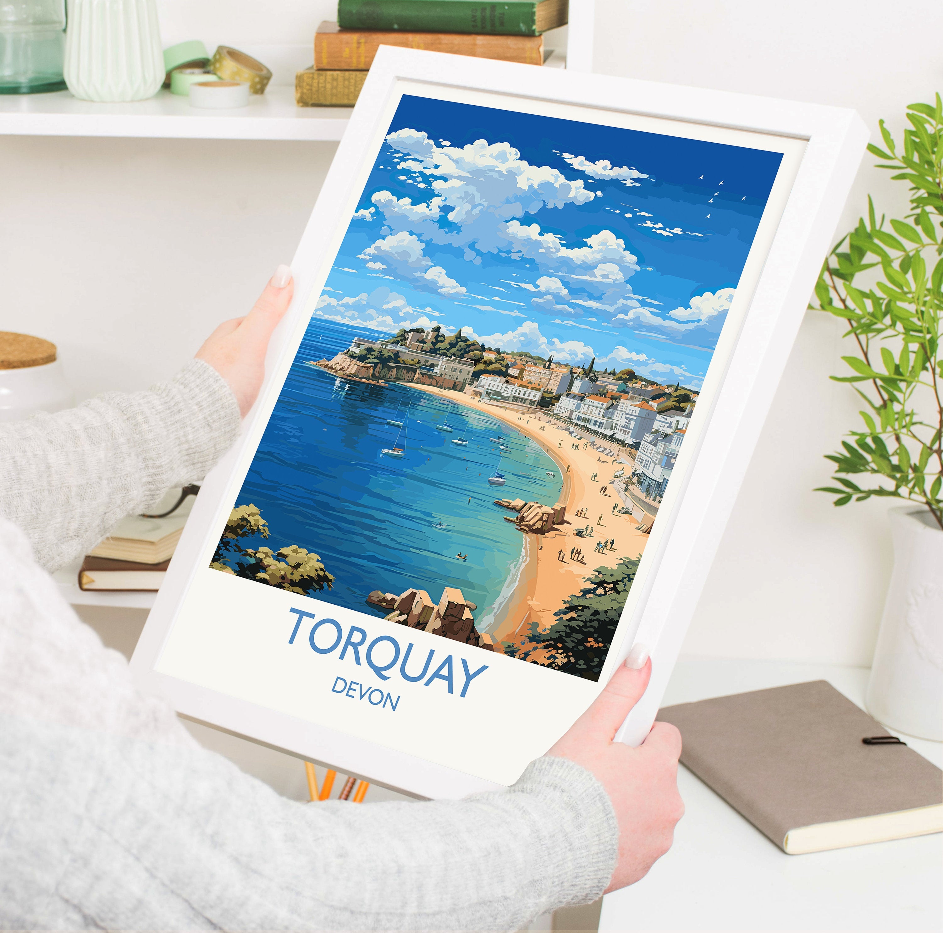 Torquay Print Wall Art, Travel Poster of Torquay, England, Devon Art Gift, Torquay Art Lovers Gift, England Wall Art Print NQ Media Designs