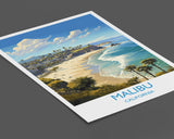 Malibu Travel Poster, Travel Print of Malibu, California, Malibu Art Lovers Gift, USA Gift, Wall Art Print NQ Media Designs