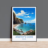 Ansteys Cove Print Wall Art, Travel Poster of Ansteys Cove, England, Devon Art Gift, Ansteys Cove Art Lovers Gift, England Wall Art Print NQ Media Designs