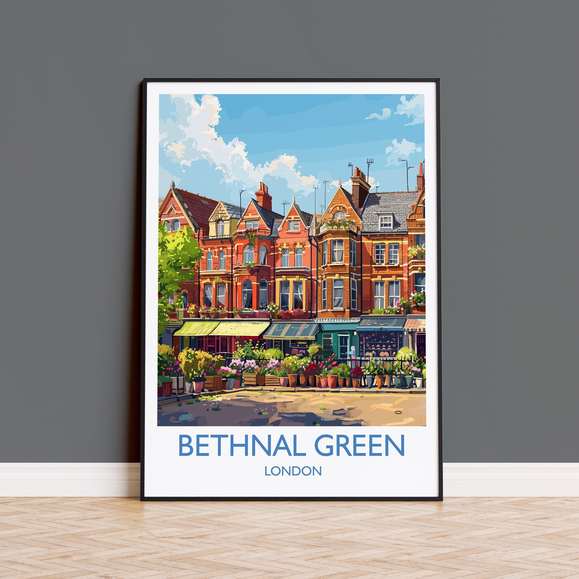 Bethnal Green Travel Print, Travel Poster of Bethnal Green, London Poster, Bethnal Green Art Gift, London Art Lovers UK Travel Gift NQ Media Designs