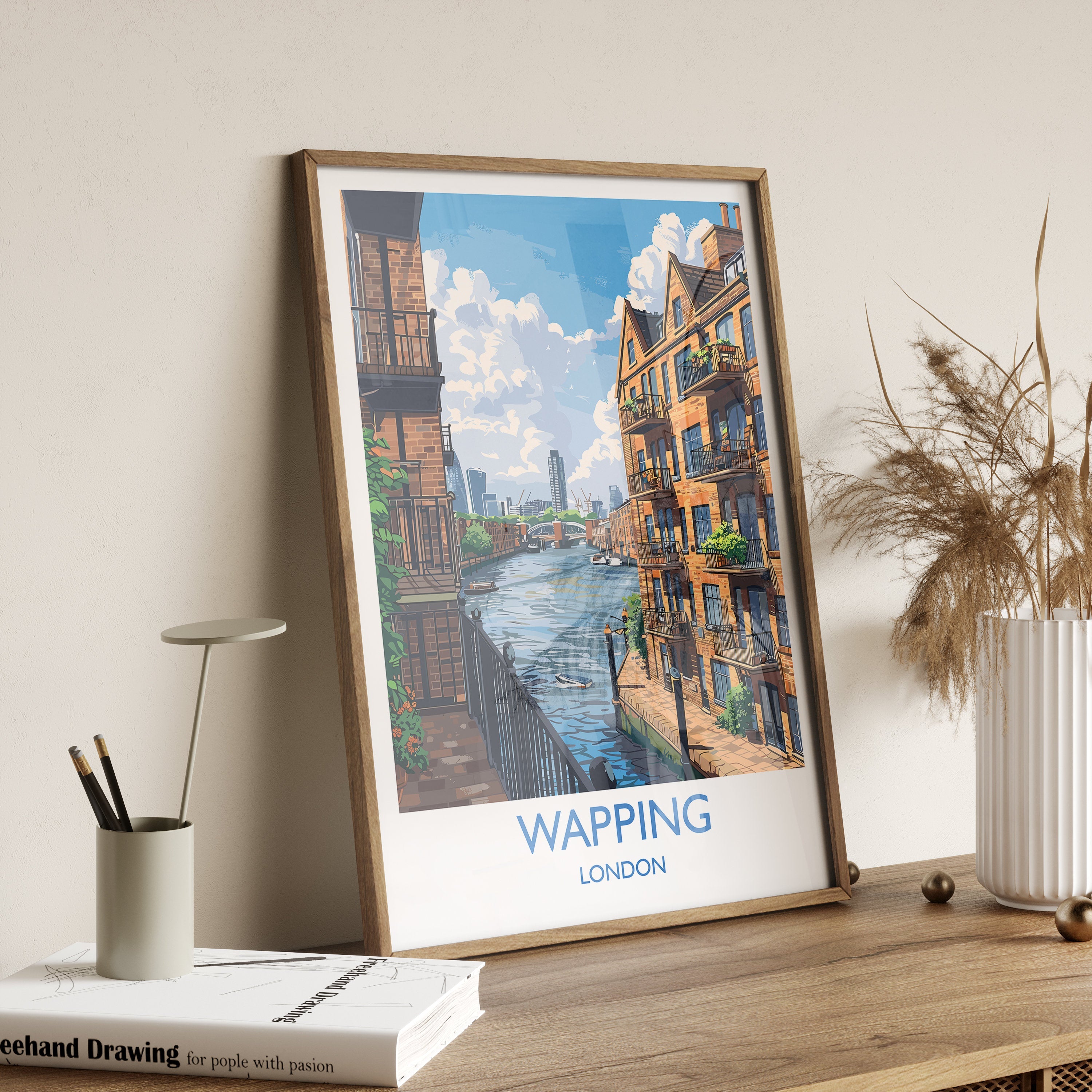Wapping Travel Print, Travel Poster of Wapping,London Poster, Wapping Art Gift, London Art Lovers UK Travel Gift NQ Media Designs