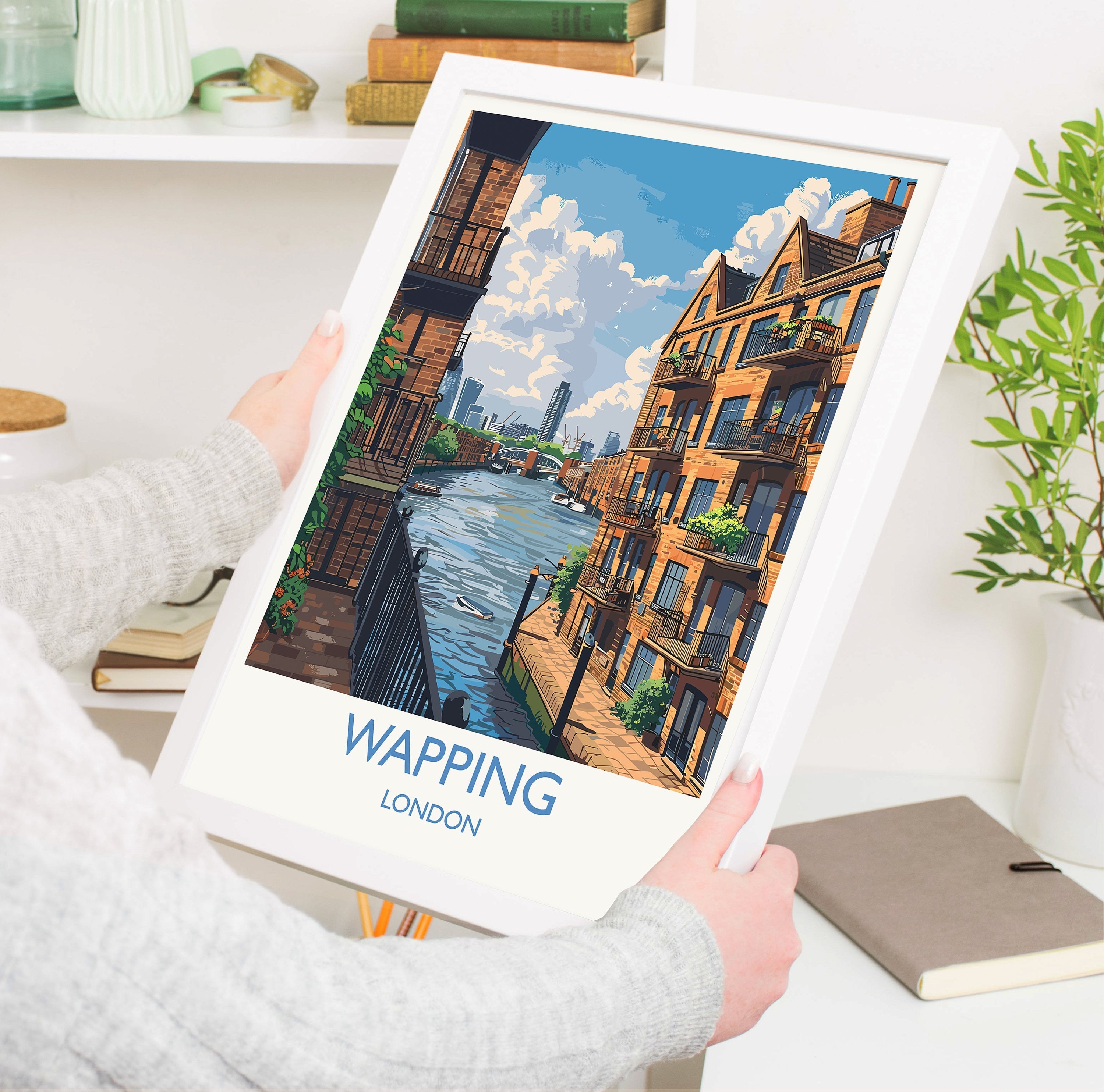 Wapping Travel Print, Travel Poster of Wapping,London Poster, Wapping Art Gift, London Art Lovers UK Travel Gift NQ Media Designs