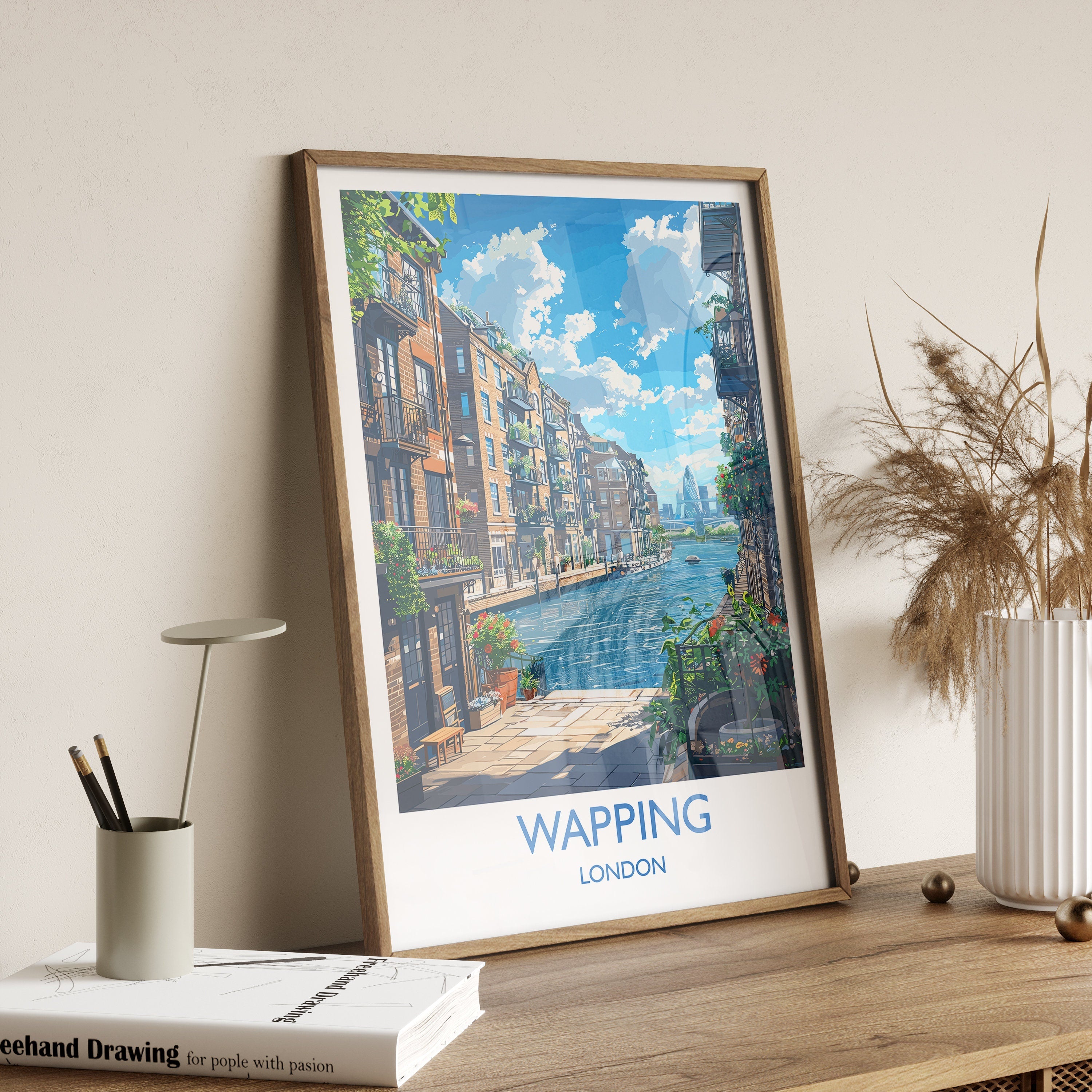 Wapping Travel Poster, Travel Print of Wapping,London Poster, Wapping Art Gift, London Art Lovers UK Travel Gift NQ Media Designs