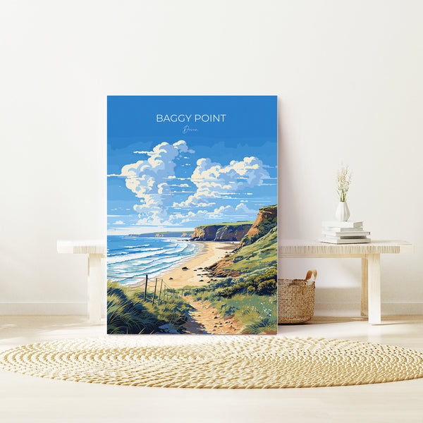 Baggy Point Travel Print Wall Art, Travel Poster of Baggy Point,England, Devon Art Lovers Gift, Travel Art Gift