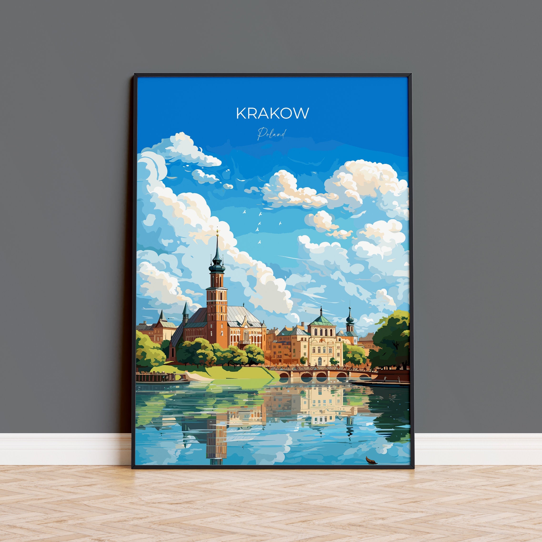 Krakow Travel Poster, Travel Print of Krakow, Poland Poster, Krakow Art Gift, Poland Art Lovers Travel Gift NQ Media Designs