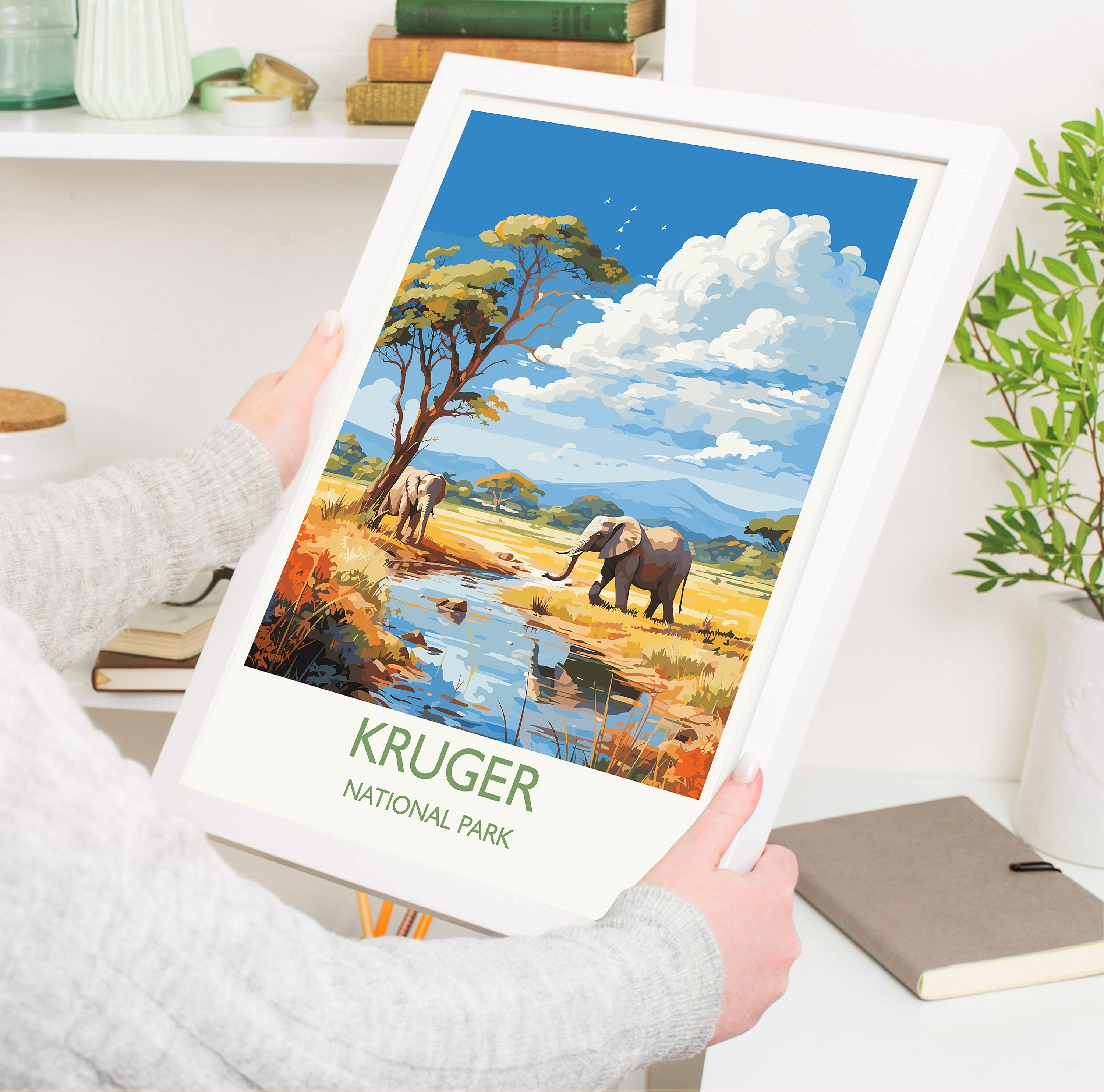 Kruger Travel Print, Travel Poster of Kruger, Kruger Art Lovers Gift, South Africa Art Gift, Wall Art Print NQ Media Designs