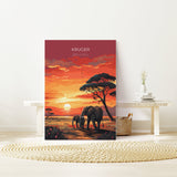 Kruger Travel Print, Travel Poster of Kruger, Kruger Sunset Art Lovers Gift, South Africa Art Gift, Wall Art Print NQ Media Designs