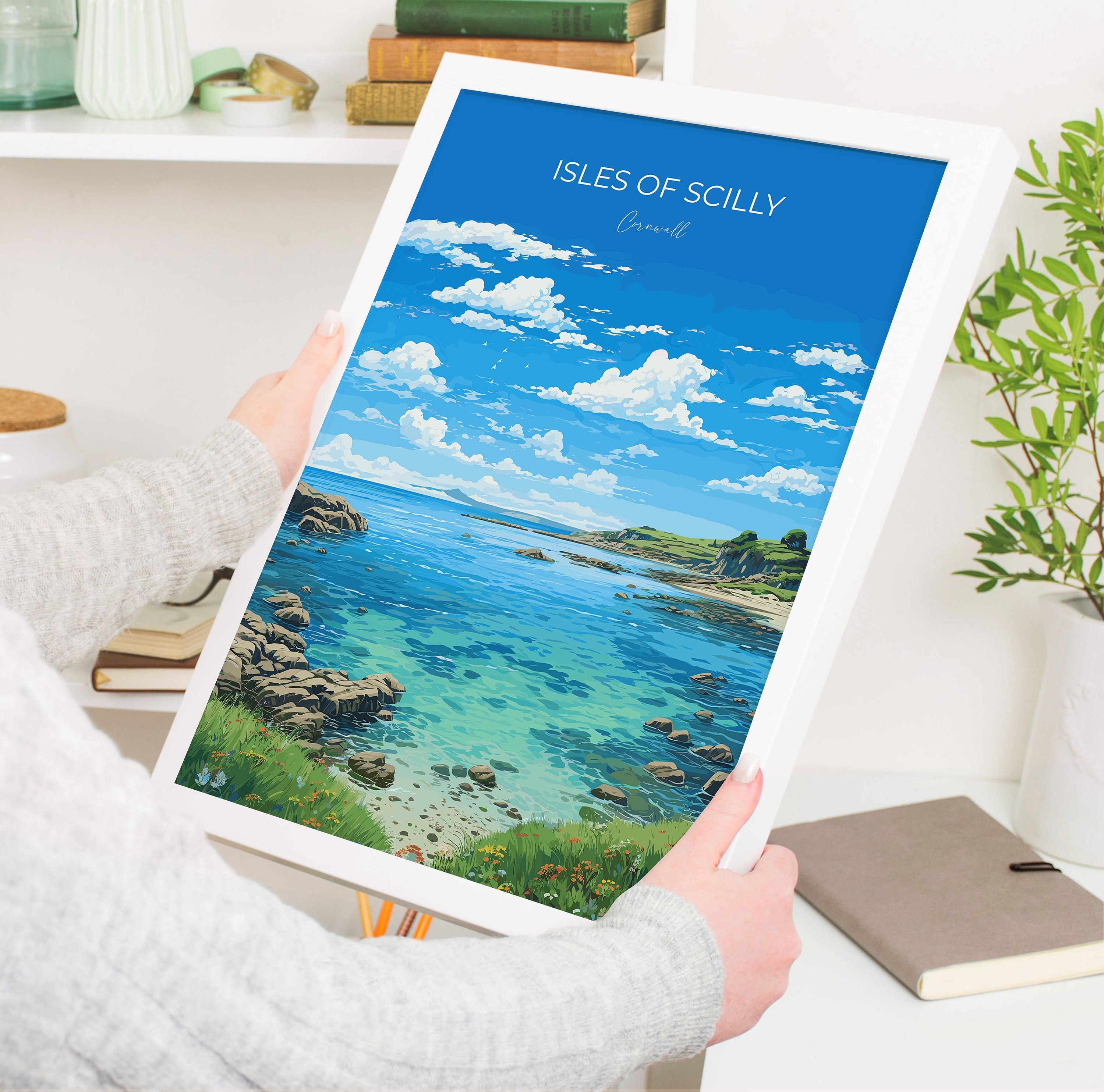 Isles of Scilly Travel Print, Travel Poster of Isles of Scilly, England, Cornwall Art, Isles of Scilly Art Lovers Gift, Wall Art Print NQ Media Designs