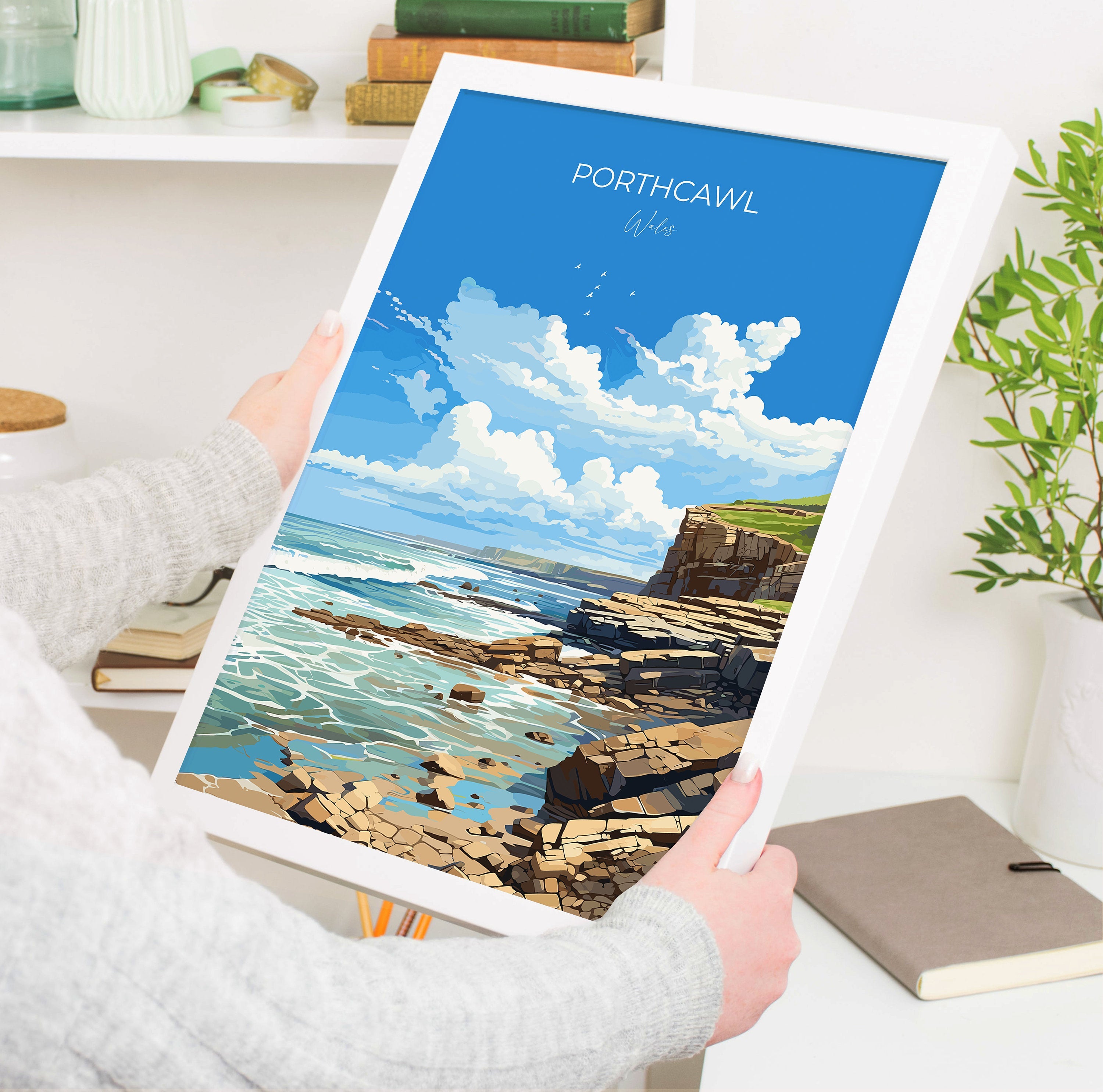 Porthcawl Travel Poster Wall Art, Porthcawl Travel Print, Wales, Welsh Art, Porthcawl Art lovers Gift, Wall Art Print NQ Media Designs