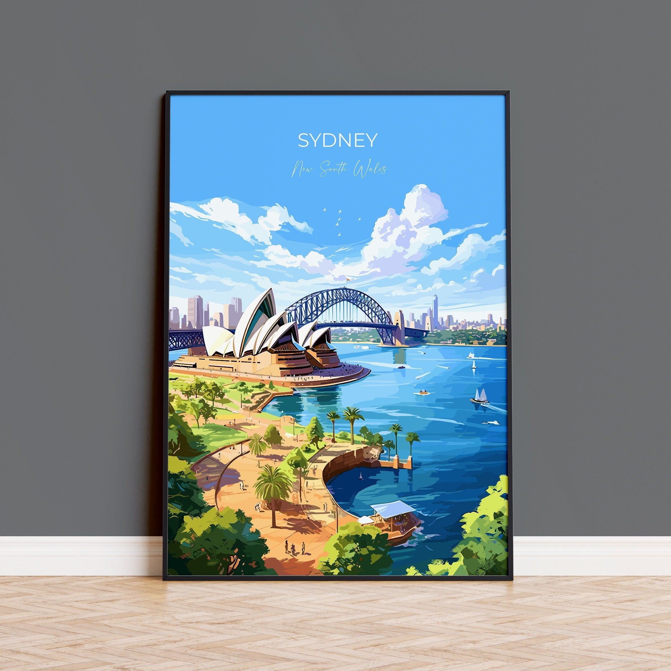 Sydney Travel Poster Wall Art, Travel Print of Sydney, New South Wales Art, Australia Art Lovers Gift, Sydney Travel Art Gift NQ Media Designs