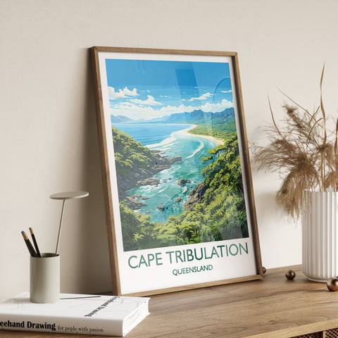 Cape Tribulation Travel Poster, Travel Print of Cape Tribulation, Queensland Art, Australia Art Lovers Gift, Cape Tribulation Wall Art