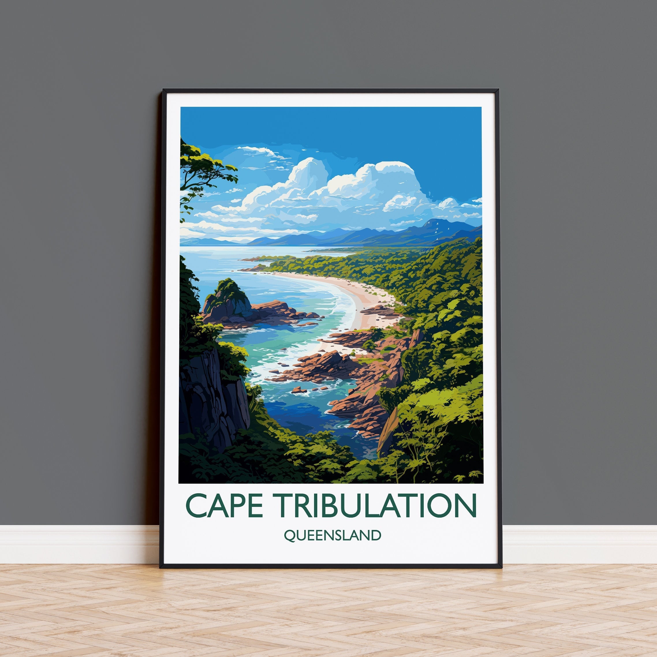 Cape Tribulation Travel Print, Travel Poster of Cape Tribulation, Queensland Art, Australia Art Lovers Gift, Cape Tribulation Wall Art NQ Media Designs