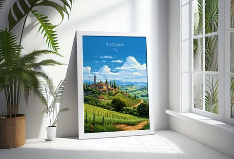 Tuscany Travel Print Wall Art, Travel Poster of Tuscany, Tuscany Art Lovers Gift,  Italy Art Gift