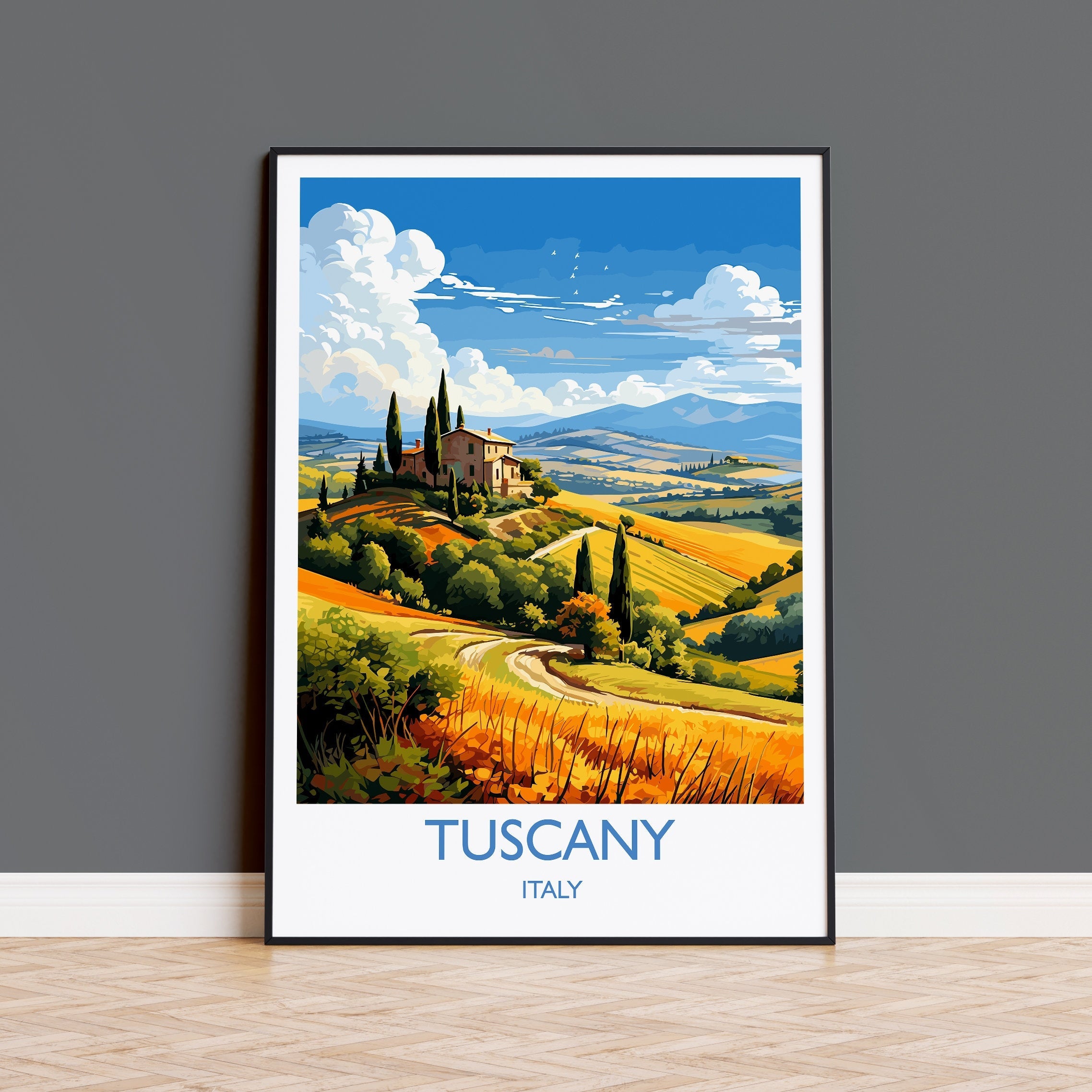 Tuscany Travel Poster Wall Art, Travel Print of Tuscany, Tuscany Art Lovers Gift,Italy Art Gift NQ Media Designs