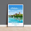Pembroke Travel Print, Travel Poster of Pembroke, Wales, Pembrokeshire Art Gift, Wales Art Lovers Gift, Wall Art Print NQ Media Designs