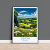 Devon Print Wall Art, Travel Poster of Devon, England, Devon Art Gift, Devon Countryside Art, England Wall Art Print NQ Media Designs