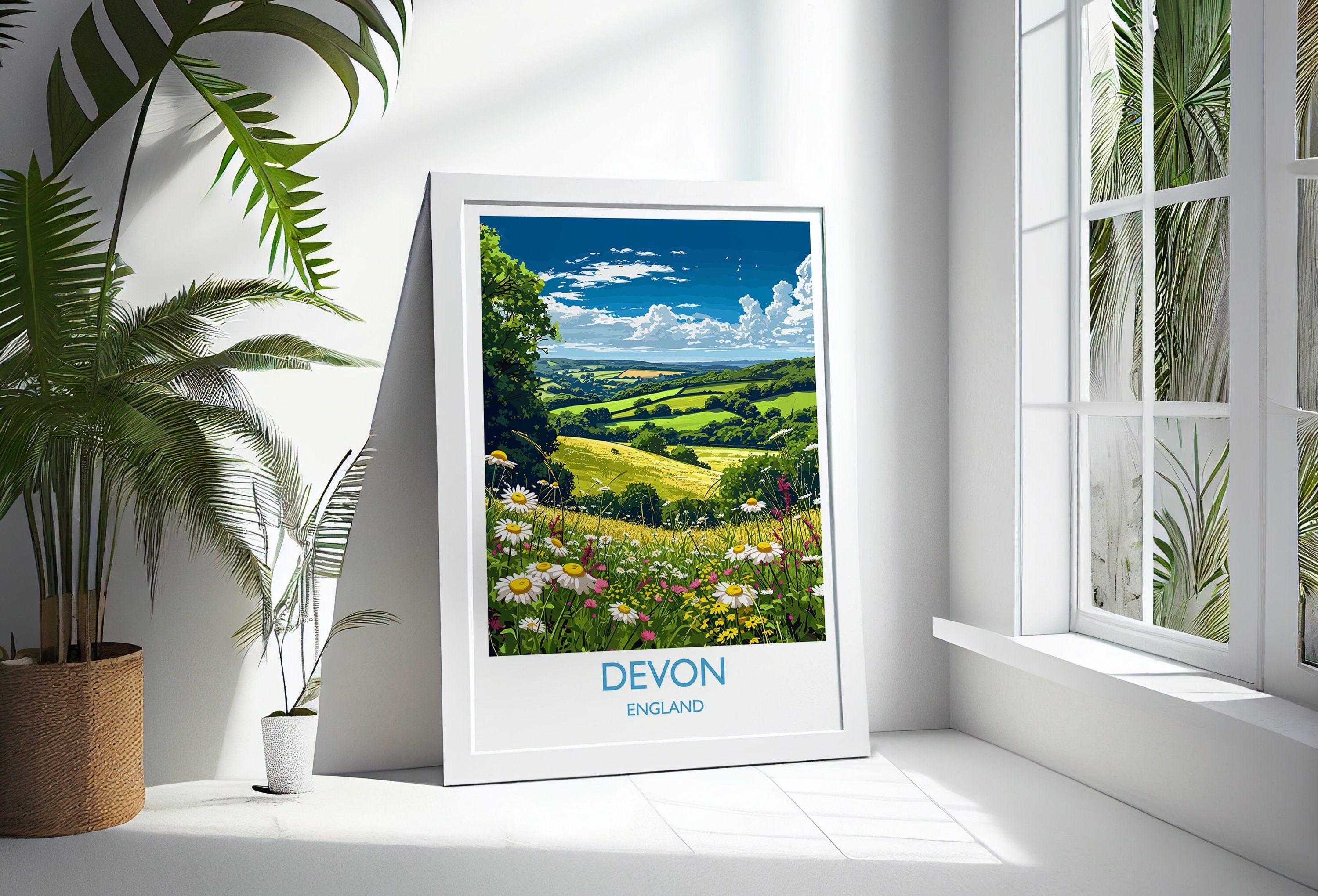 Devon Print Wall Art, Travel Poster of Devon, England, Devon Art Gift, Devon Countryside Art, England Wall Art Print NQ Media Designs
