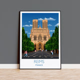 Reims Travel Print, Travel Poster of Reims, France, Reims Art Lovers Gift, France City Wall Art Print NQ Media Designs