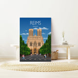 Reims Travel Poster, Travel Print of Reims, France, Reims Art Lovers Gift, France City Wall Art Print NQ Media Designs