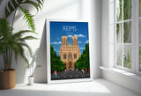 Reims Travel Poster, Travel Print of Reims, France, Reims Art Lovers Gift, France City Wall Art Print NQ Media Designs