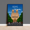 Reims Travel Poster, Travel Print of Reims, France, Reims Art Lovers Gift, France City Wall Art Print