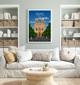 Reims Travel Poster, Travel Print of Reims, France, Reims Art Lovers Gift, France City Wall Art Print NQ Media Designs