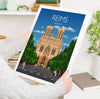 Reims Travel Poster, Travel Print of Reims, France, Reims Art Lovers Gift, France City Wall Art Print